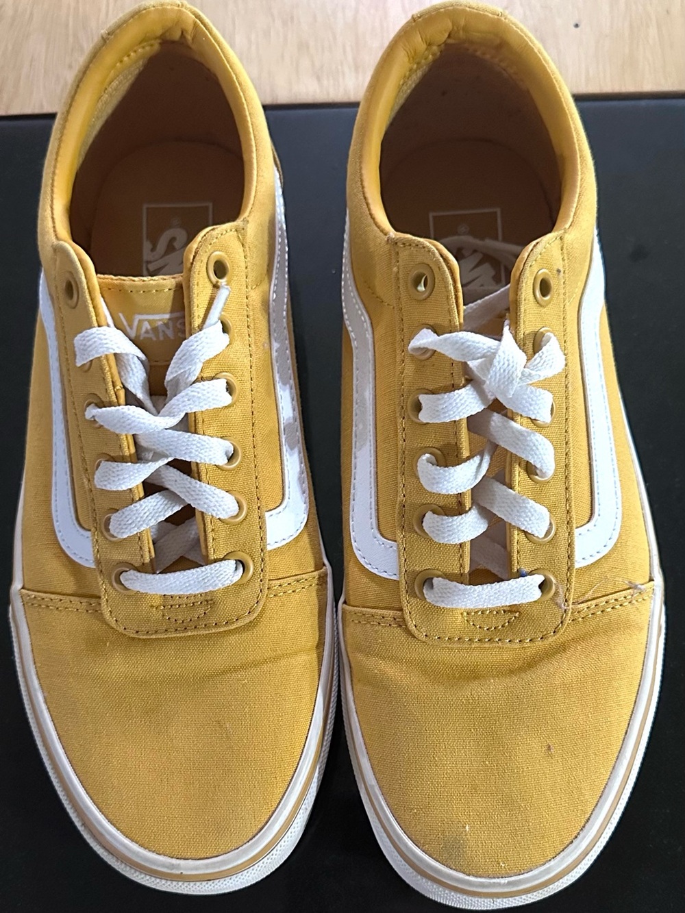 Vans Mustard/Yellow Canvas Low-Top Sneakers with White Stripe